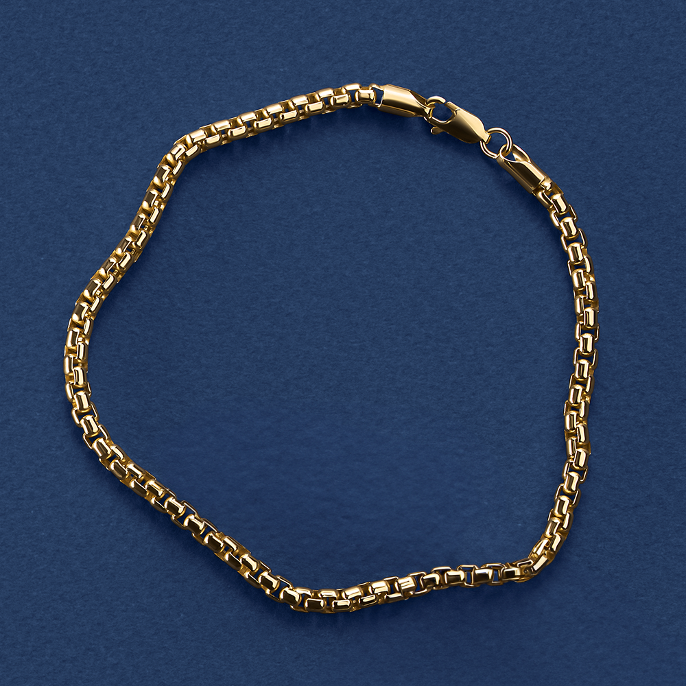 Semi-Solid Box Bracelet in 9ct Yellow Gold
