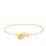 19cm Solid Heart Paperclip Bracelet in 9ct Yellow Gold