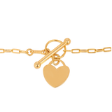 19cm Solid Heart Paperclip Bracelet in 9ct Yellow Gold