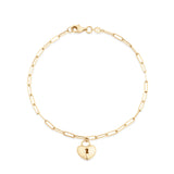 Puff Heart Paperclip Bracelet in 9ct Yellow Gold