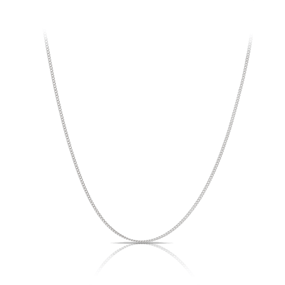45cm Solid Curb Link Slider Chain in 9ct White Gold