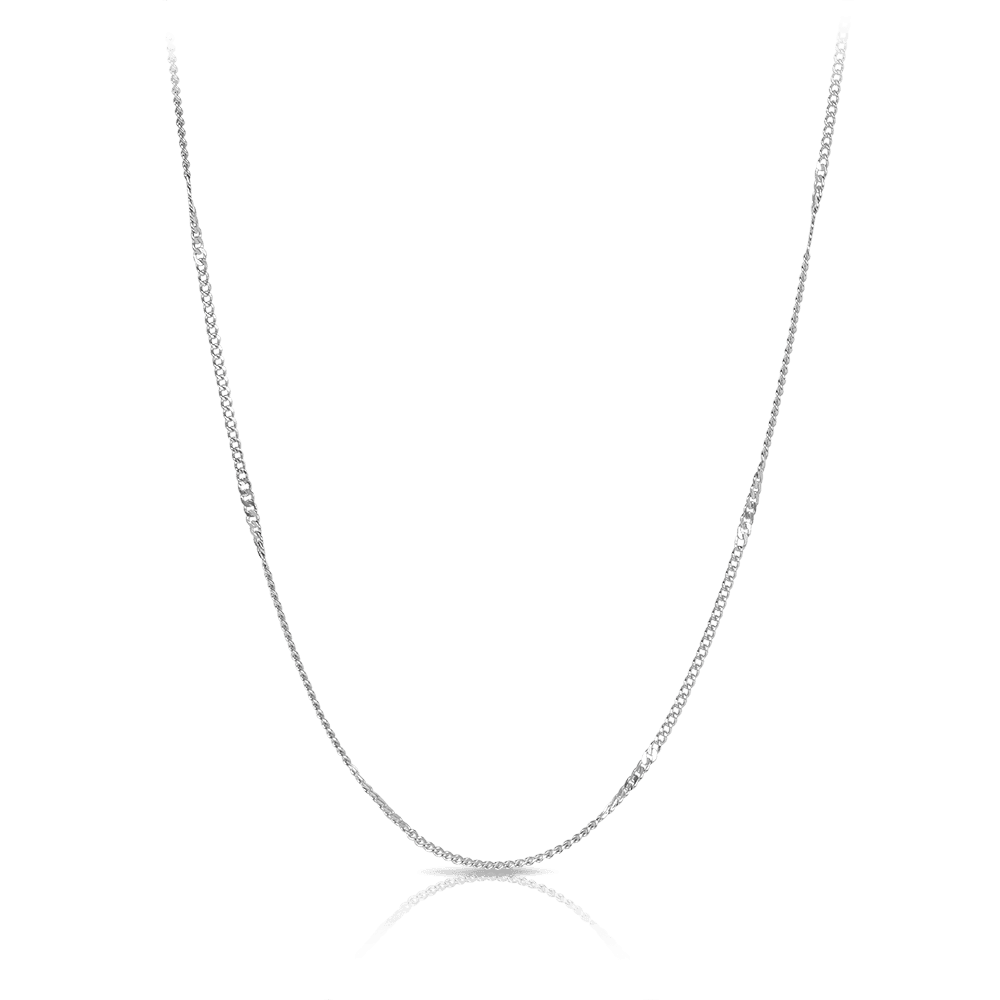 45cm Solid Polished Curb Link Chain in Sterling Silver - Wallace Bishop