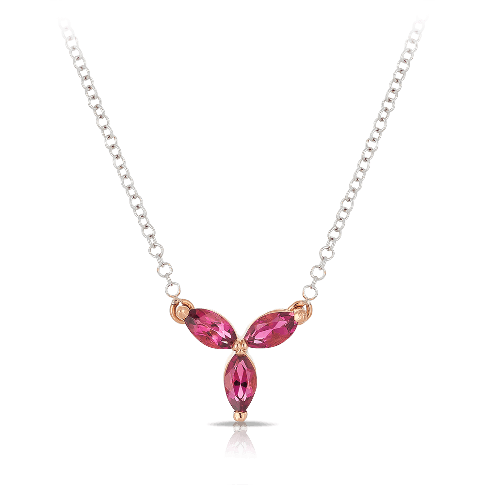 45cm Tourmaline Necklace in 9ct White & Rose Gold - Wallace Bishop