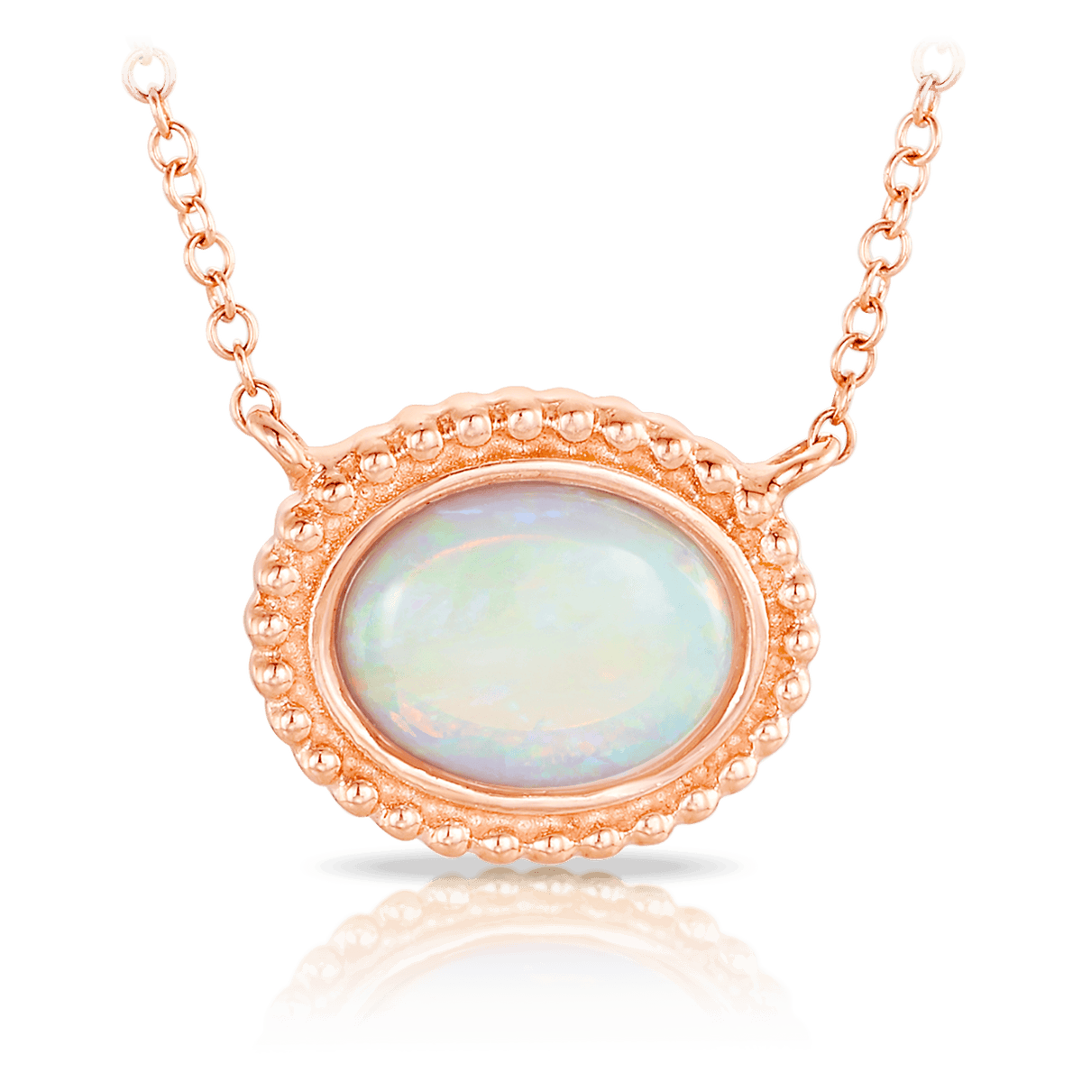 Bezel-Set Round Opal Solitaire Necklace | Angara
