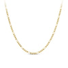 Front-on view of the Wallace Bishop Figaro Link Chain in 9ct Yellow Gold, reference 46FIG06055, measuring 550mm in length and 2.30mm in width with a parrot clasp. The solid yellow gold chain shows the classic Figaro pattern of short links followed by a longer link.