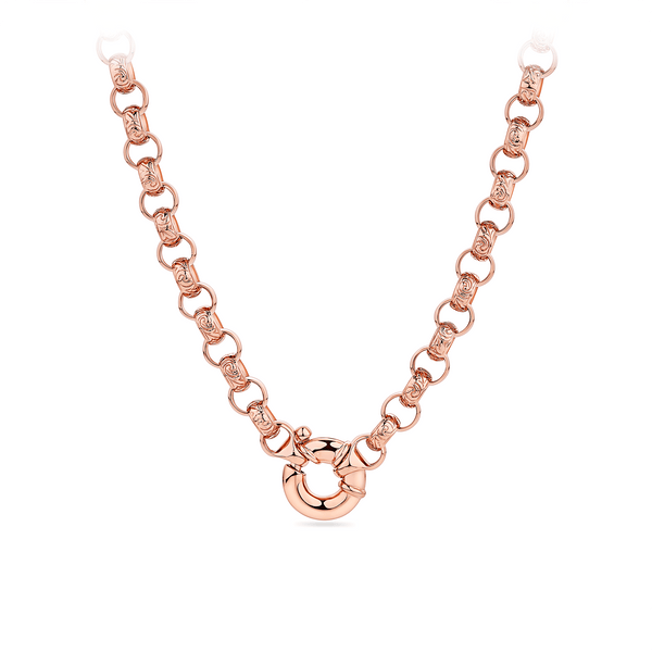 Vintage 9ct Rose Gold Faceted Belcher Link Chain - Handmade Statement Vintage 9ct Rose Gold Faceted Belcher Link Chain - Handmade Statement