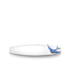 Front-on view of the Wallace Bishop Bluebird of Happiness ID Plate Brooch in Sterling Silver, reference 49BRBB01, measuring 33mm in length. The engravable polished silver plate features a small blue enamel bluebird at one end.