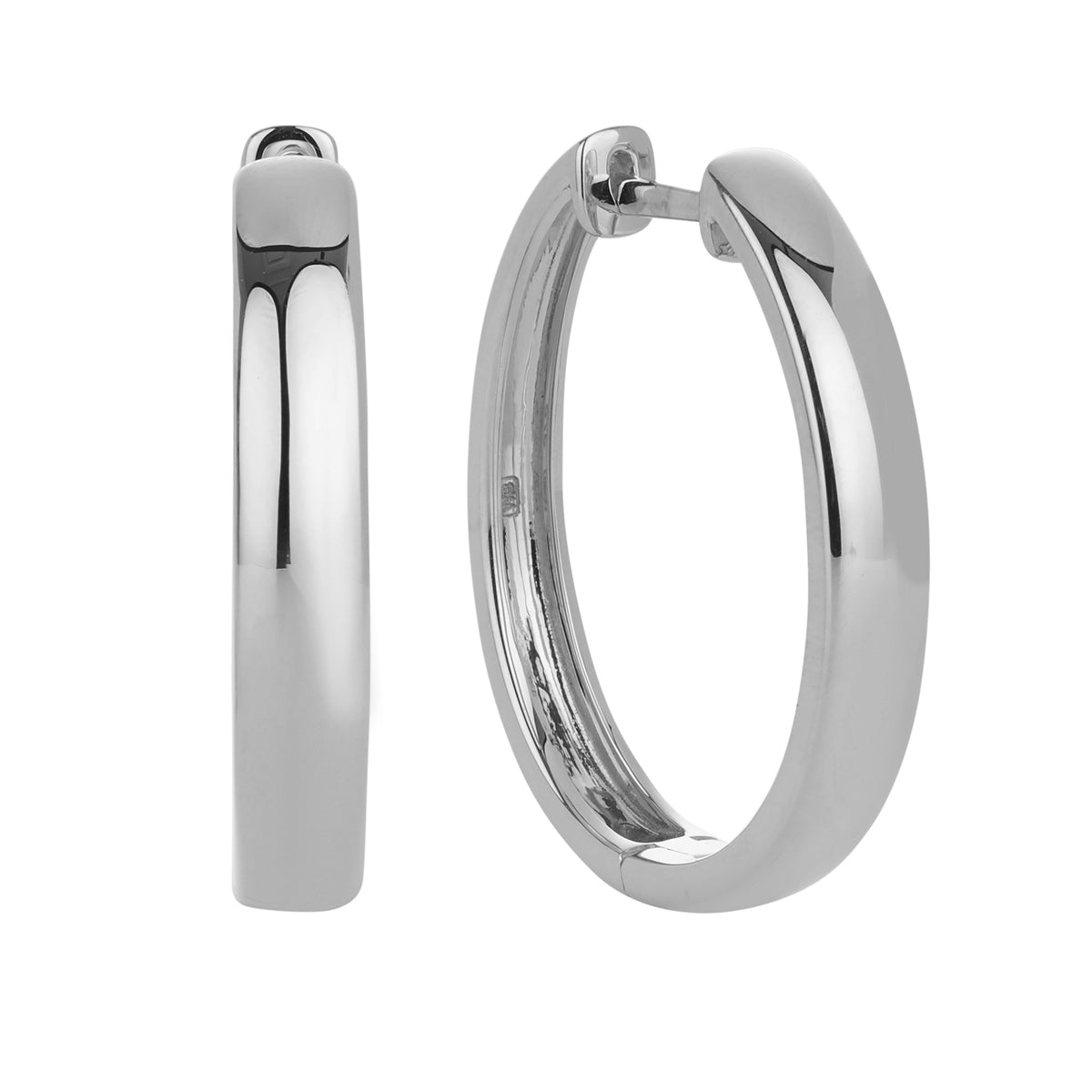 Oval Shaped Huggie Earrings in Sterling Silver