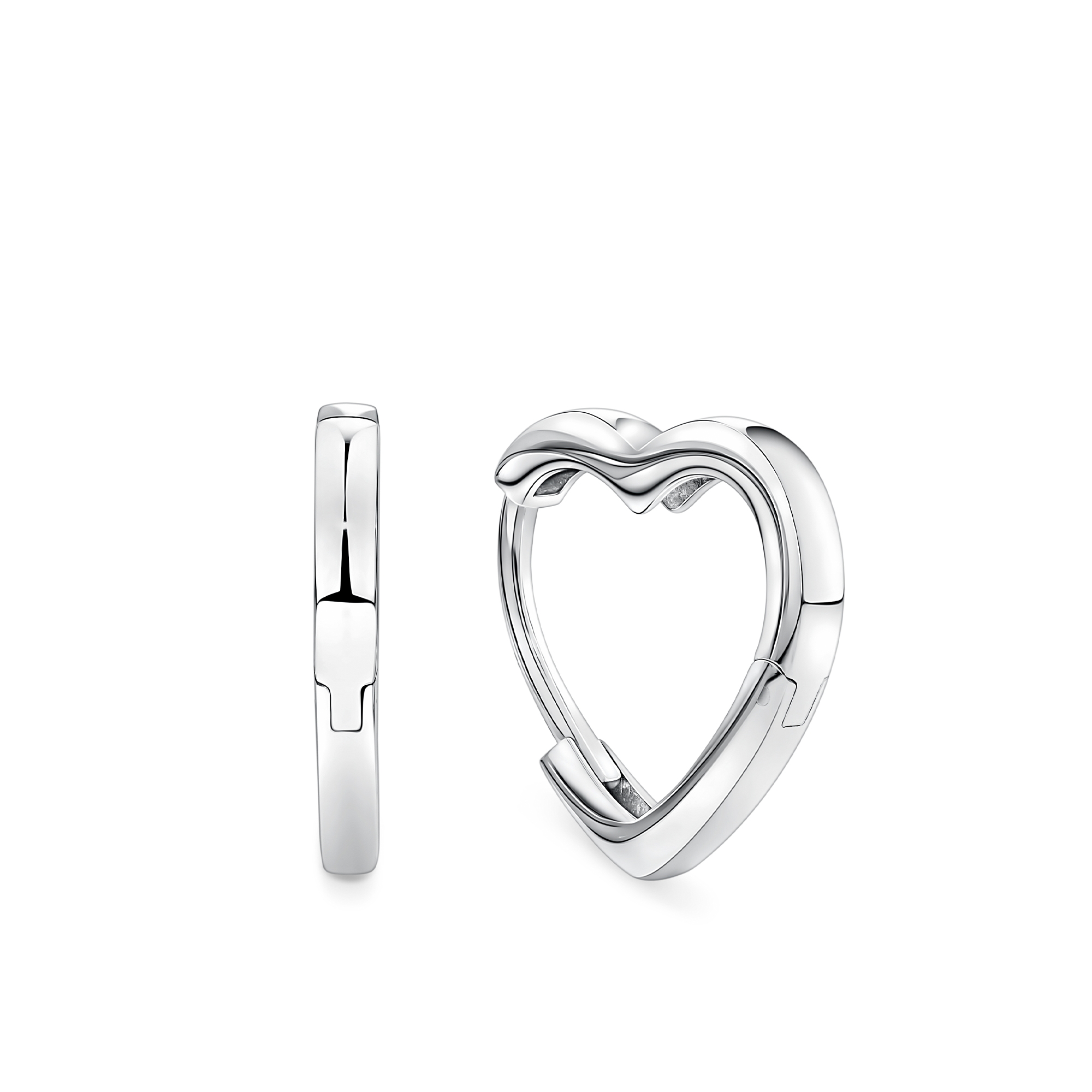Heart Huggie Earrings in Sterling Silver