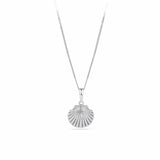 Shell Pendant in Sterling Silver, photographed front on against a plain background. The pendant is shaped like a smooth, polished shell with a bright Sterling Silver finish.