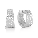 Round Deatiled Huggie Earrings in Sterling Silver