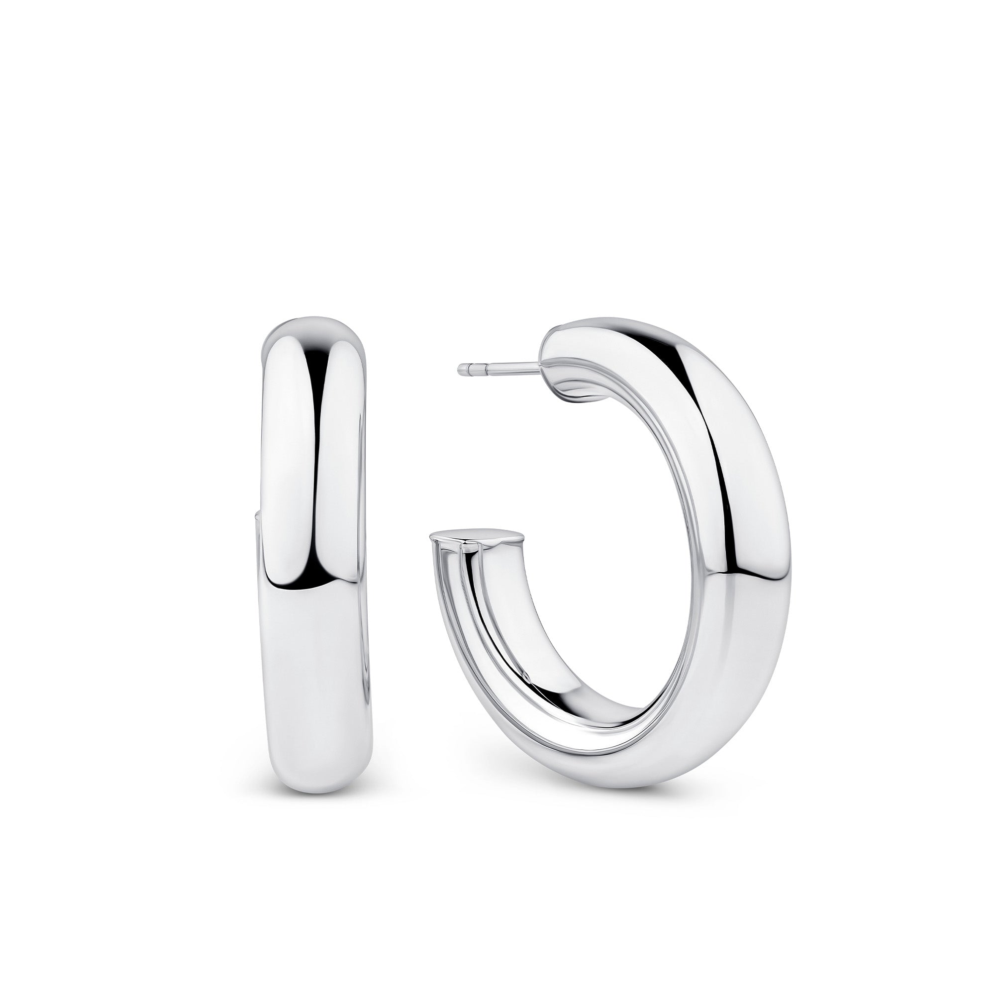 Large Round Hoop Earrings in Sterling Silver
