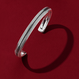 Black Spinel Gents Cuff in Sterling Silver from the front