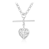 50cm Filigree Heart Swivel Fob Belcher Link Necklet in Sterling Silver
