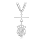 50cm Shield Fob Curb Link Necklet in Sterling Silver - Wallace Bishop