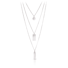 50cm Triple Strand Charm Necklace in Sterling Silver