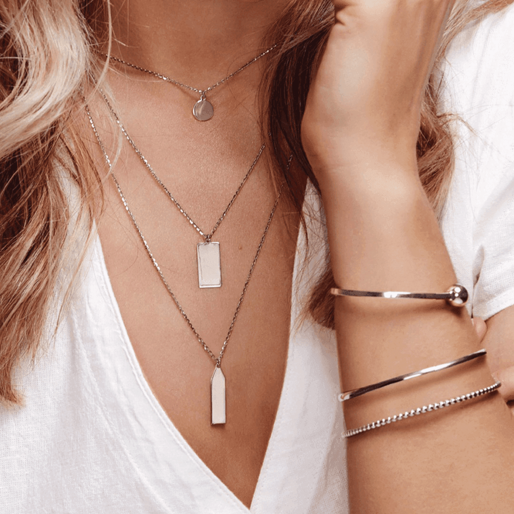 50cm Triple Strand Charm Necklace in Sterling Silver