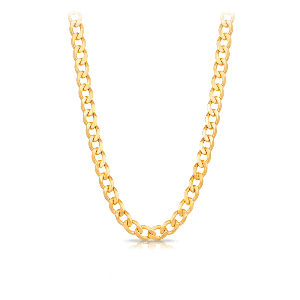 55cm Solid Bevelled Curb Chain in 9ct Yellow Gold