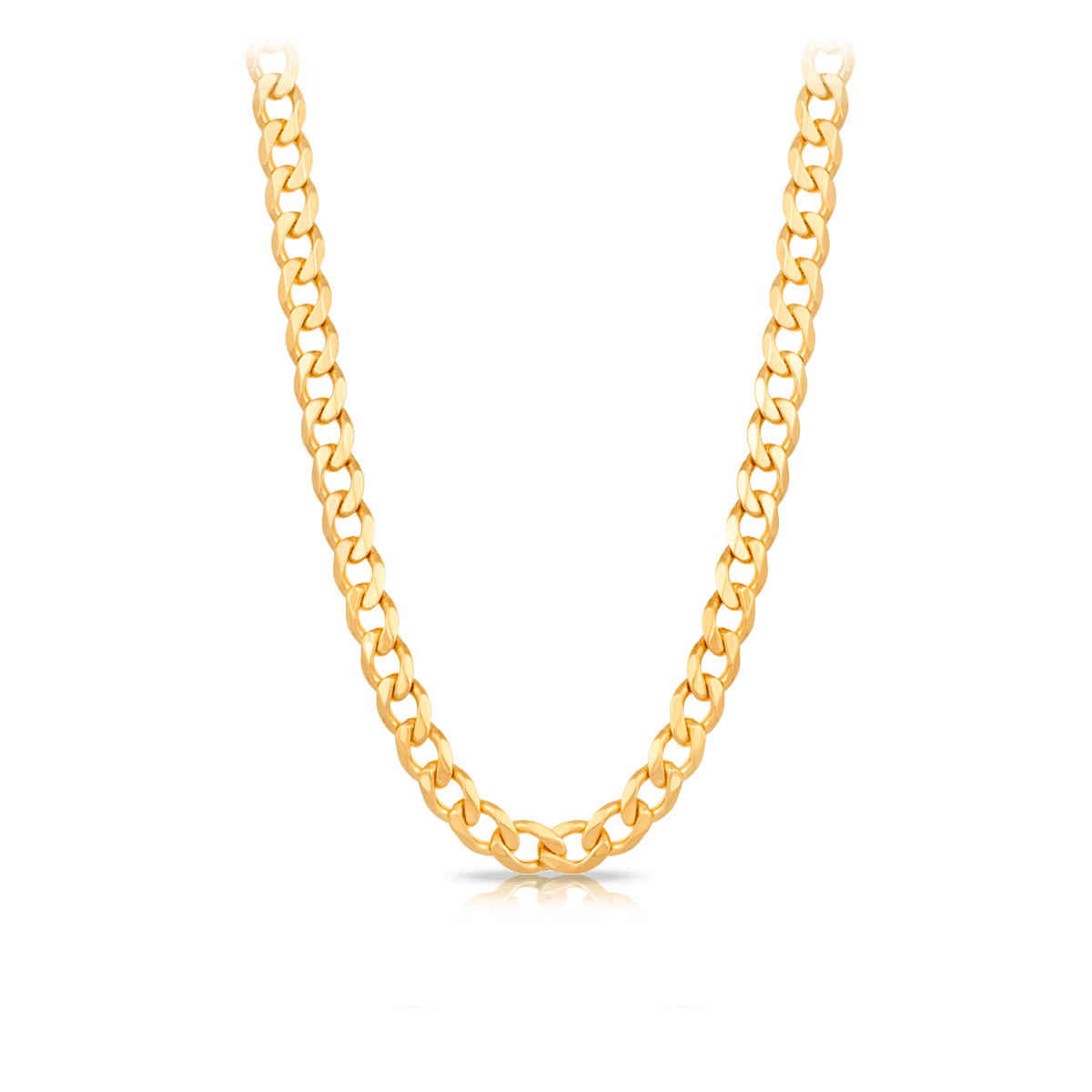 55cm Solid Bevelled Curb Chain in 9ct Yellow Gold