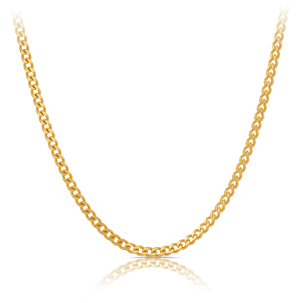 55cm Solid Curb Link Chain in 9ct Yellow Gold - Wallace Bishop