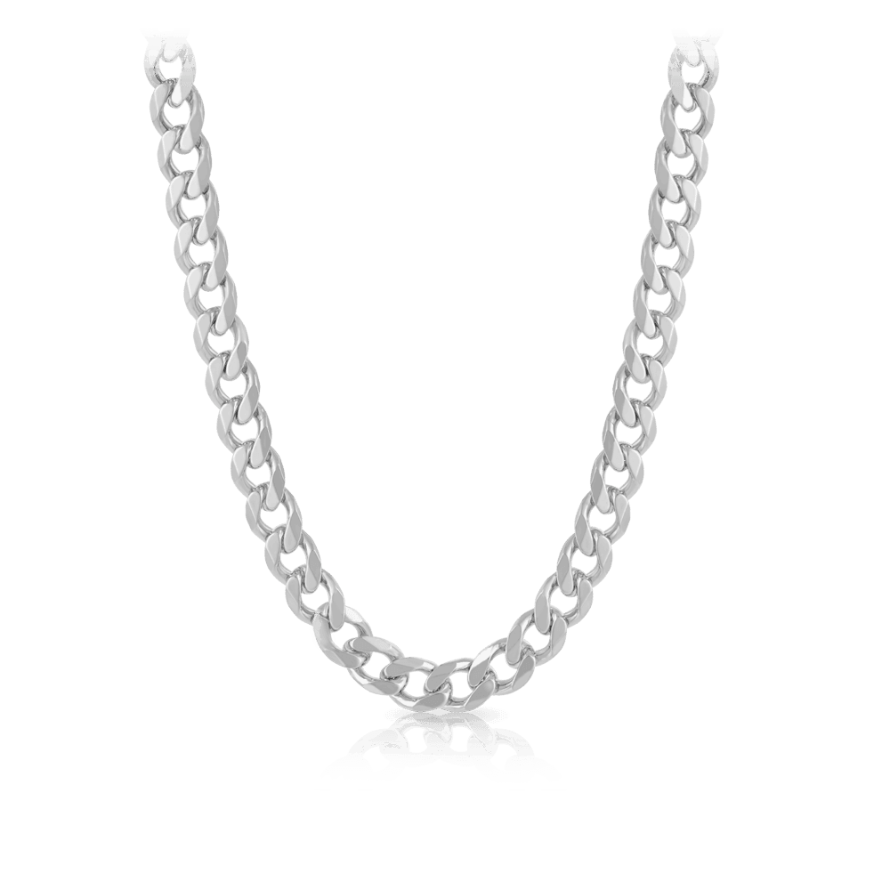 60cm Bevelled Curb Link Chain in Sterling Silver - Wallace Bishop
