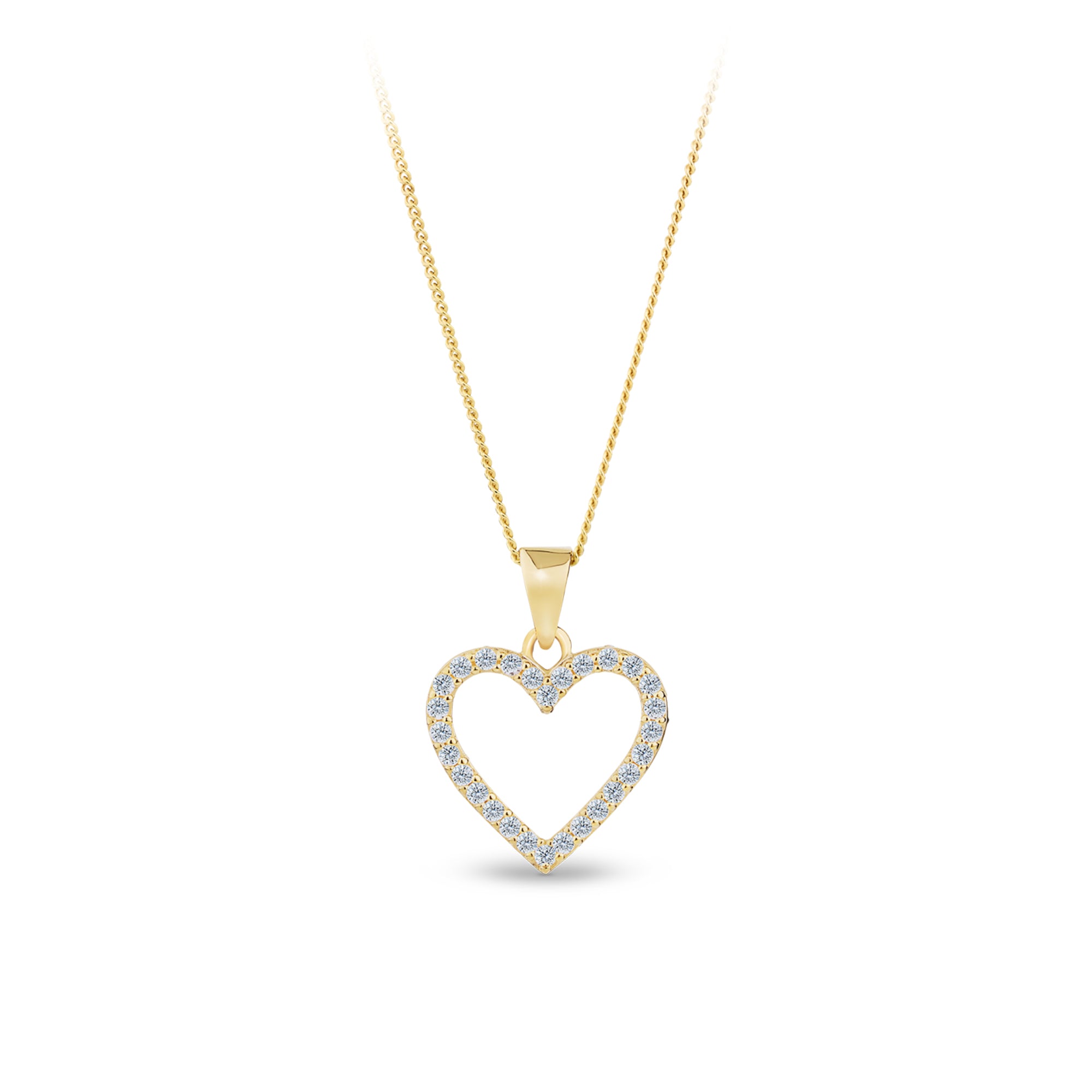 Cubic Zirconia Heart Pendant in 9ct Yellow Gold