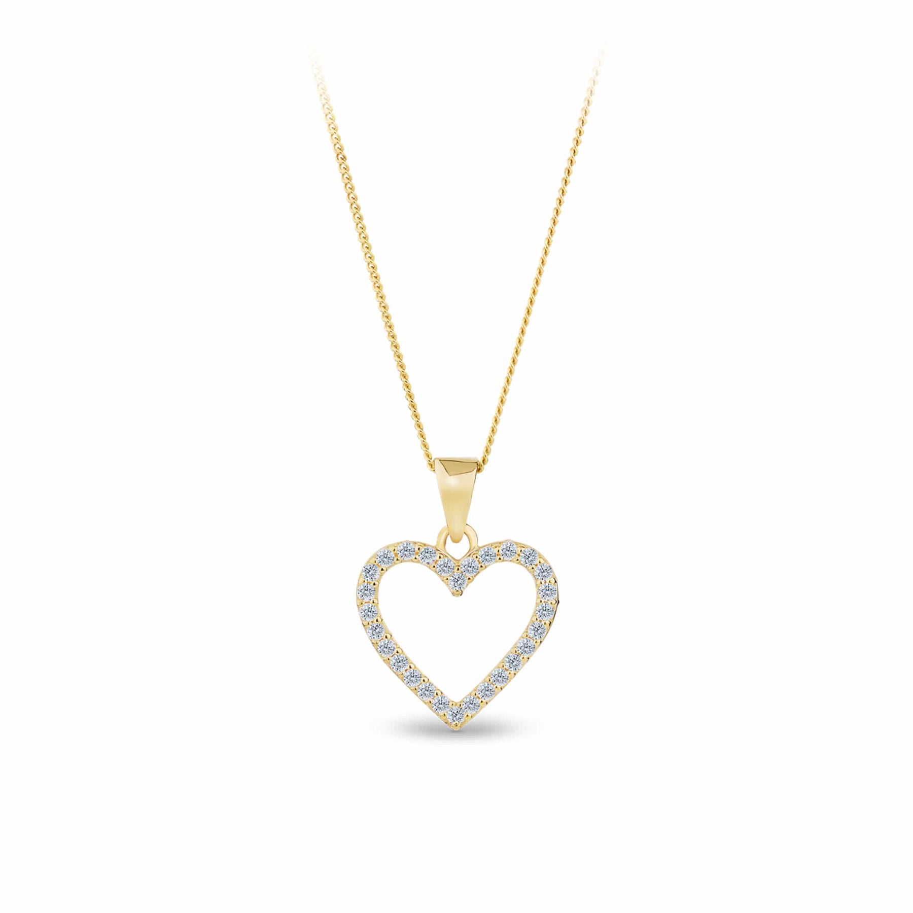 Cubic Zirconia Heart Pendant in 9ct Yellow Gold