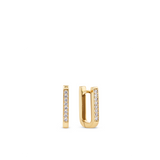 Paperclip Cubic Zirconia Huggie Earrings in 9ct Yellow Gold