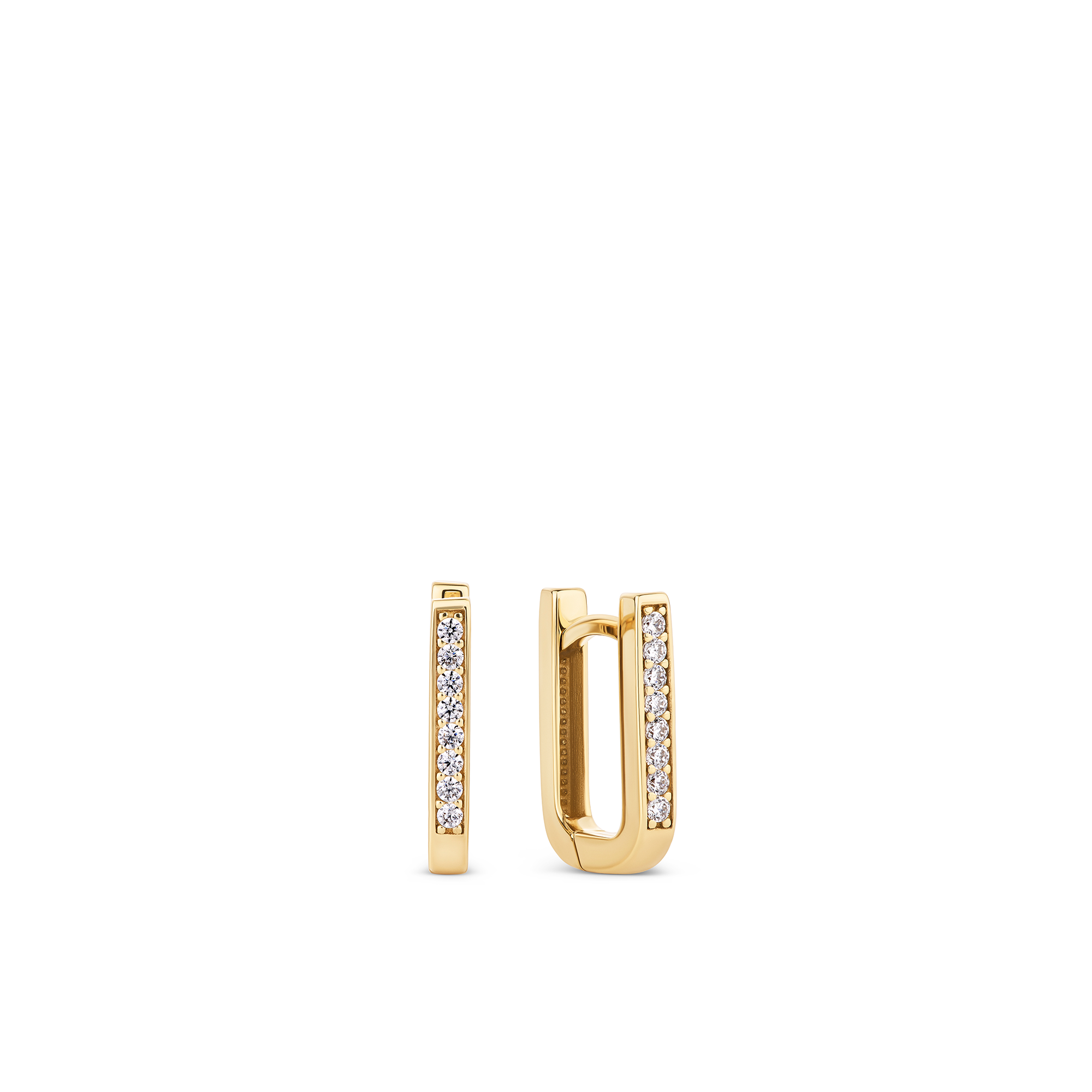Paperclip Cubic Zirconia Huggie Earrings in 9ct Yellow Gold