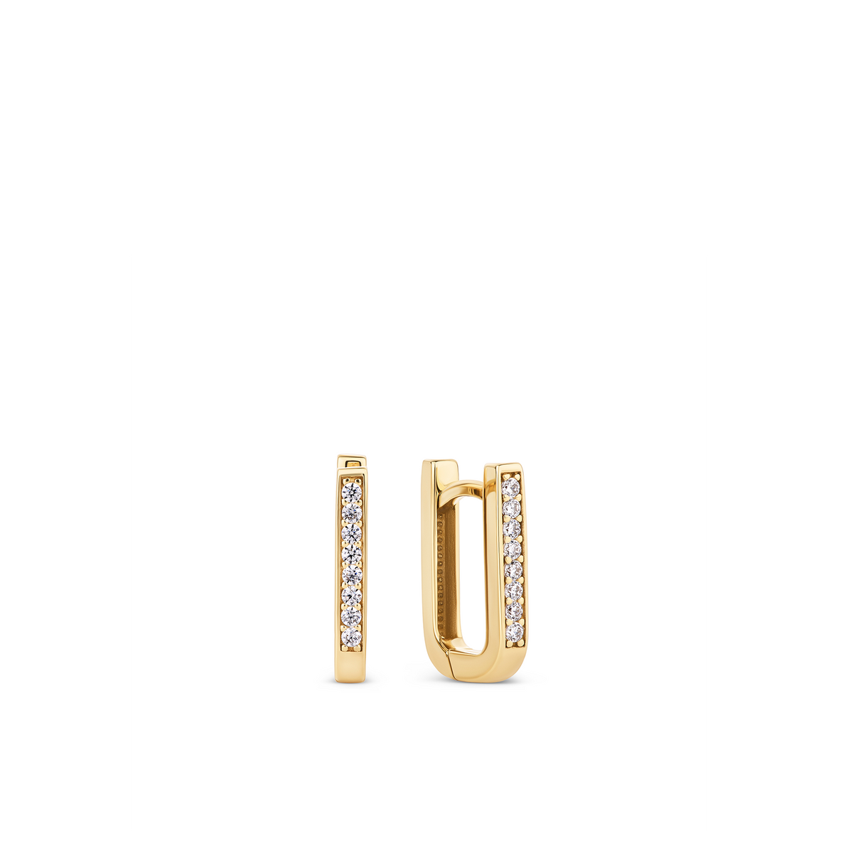 Paperclip Cubic Zirconia Huggie Earrings in 9ct Yellow Gold