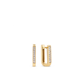 Paperclip Cubic Zirconia Huggie Earrings in 9ct Yellow Gold