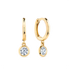 Cubic Zirconia Huggie Earrings in 9ct Yellow Gold