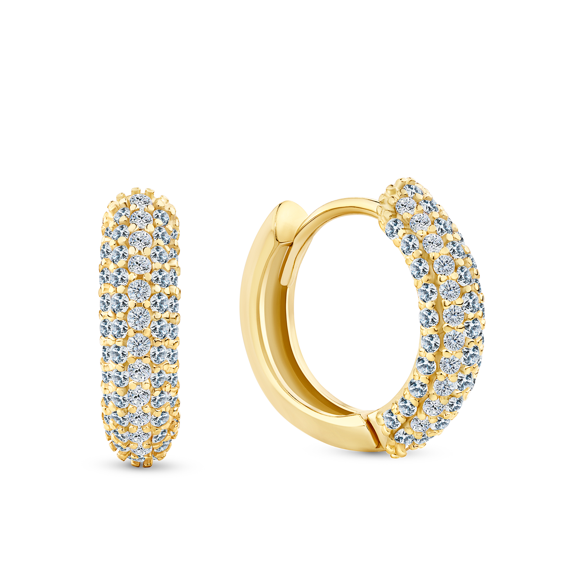 Cubic Zirconia Pave Huggie Earrings in 9ct Yellow Gold
