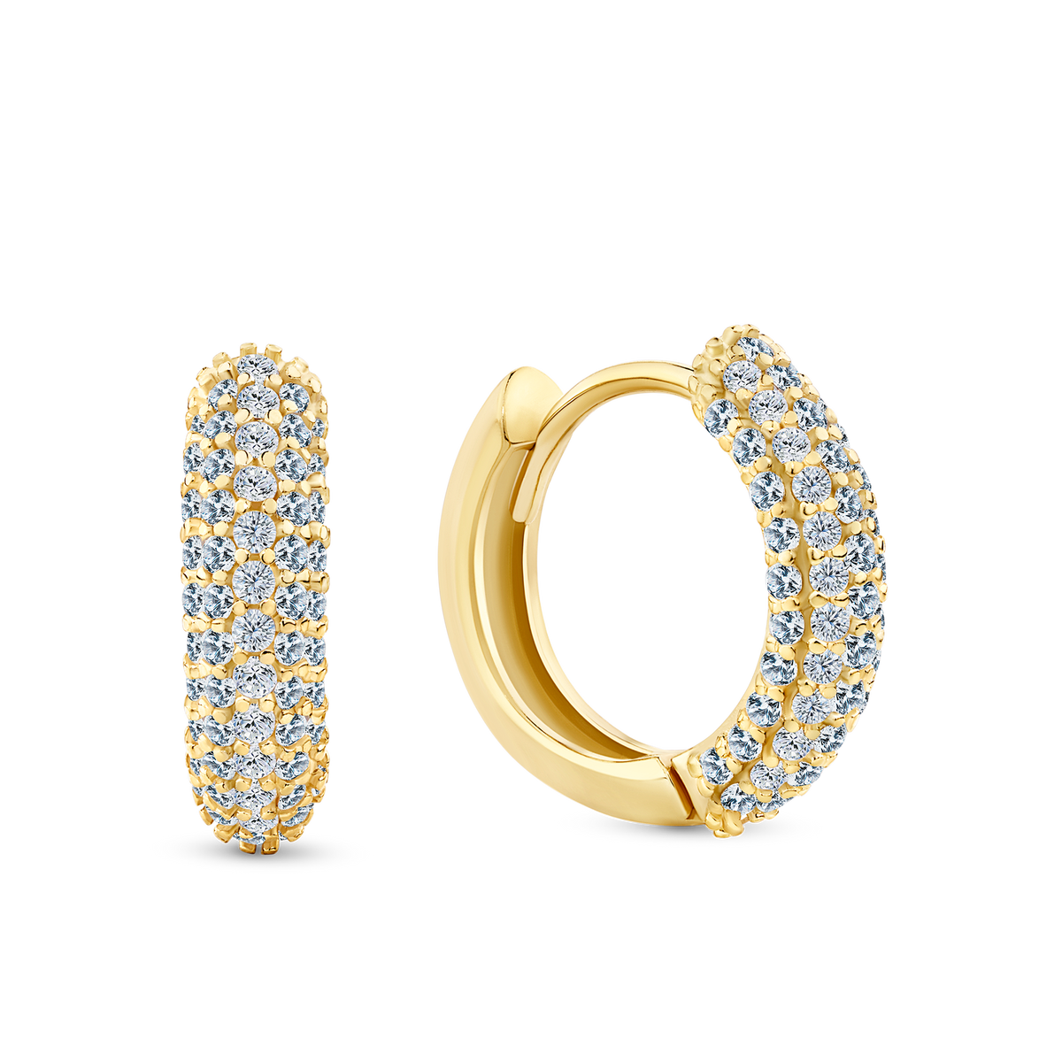 Cubic Zirconia Pave Huggie Earrings in 9ct Yellow Gold