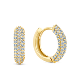 Cubic Zirconia Pave Huggie Earrings in 9ct Yellow Gold