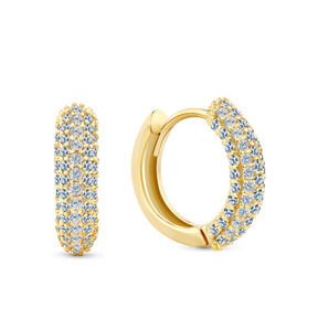 Cubic Zirconia Pave Huggie Earrings in 9ct Yellow Gold