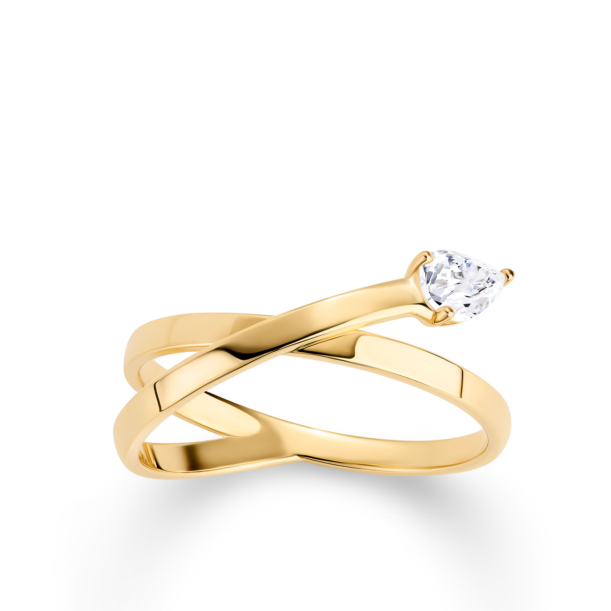 Crossover Cubic Zirconia Dress Ring in 9ct Yellow Gold