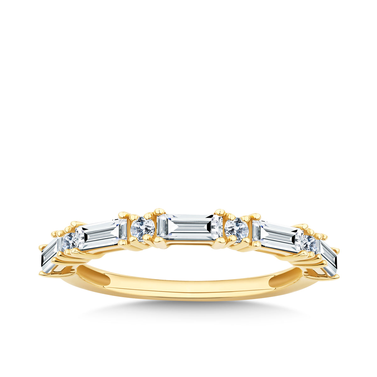 Cubic Zirconia Baguette Ring in 9ct Yellow Gold