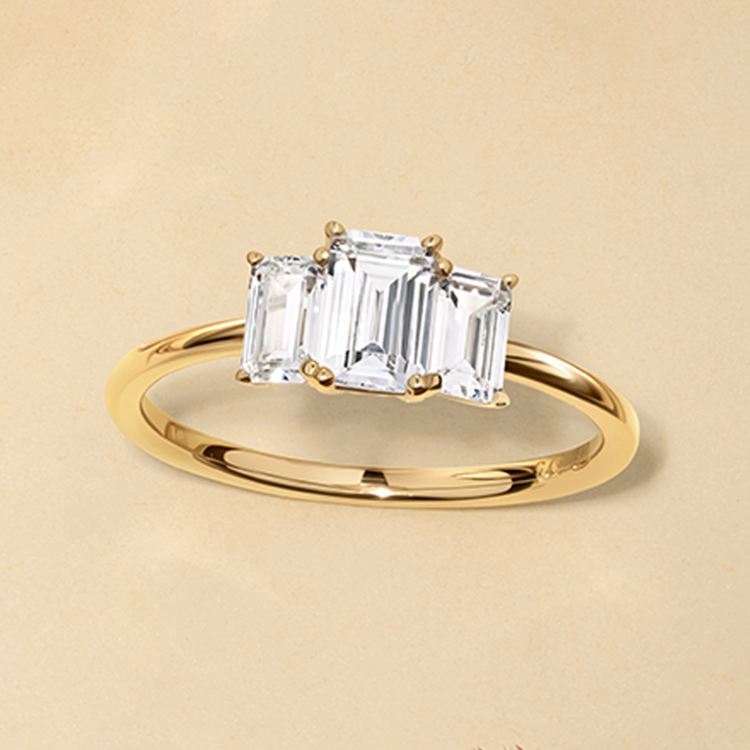 Cubic Zirconia Trilogy Ring in 9ct Yellow Gold