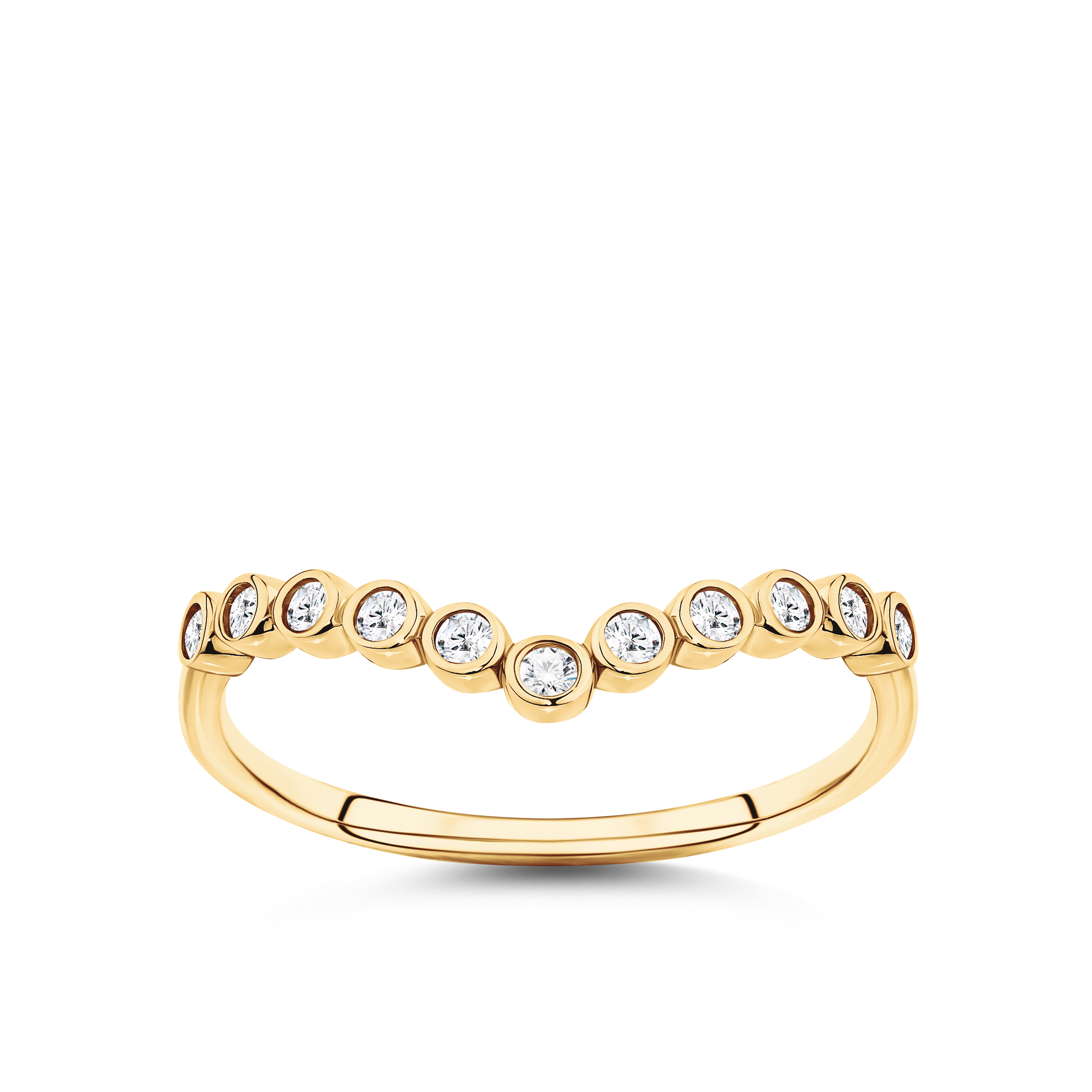 Cubic Zirconia Wishbone Ring in 9ct Yellow Gold