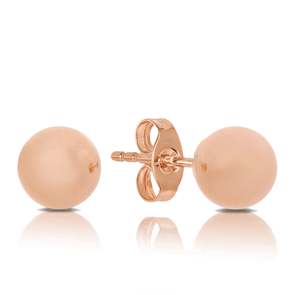 8mm Ball Stud Earrings in 9ct Rose Gold - Wallace Bishop