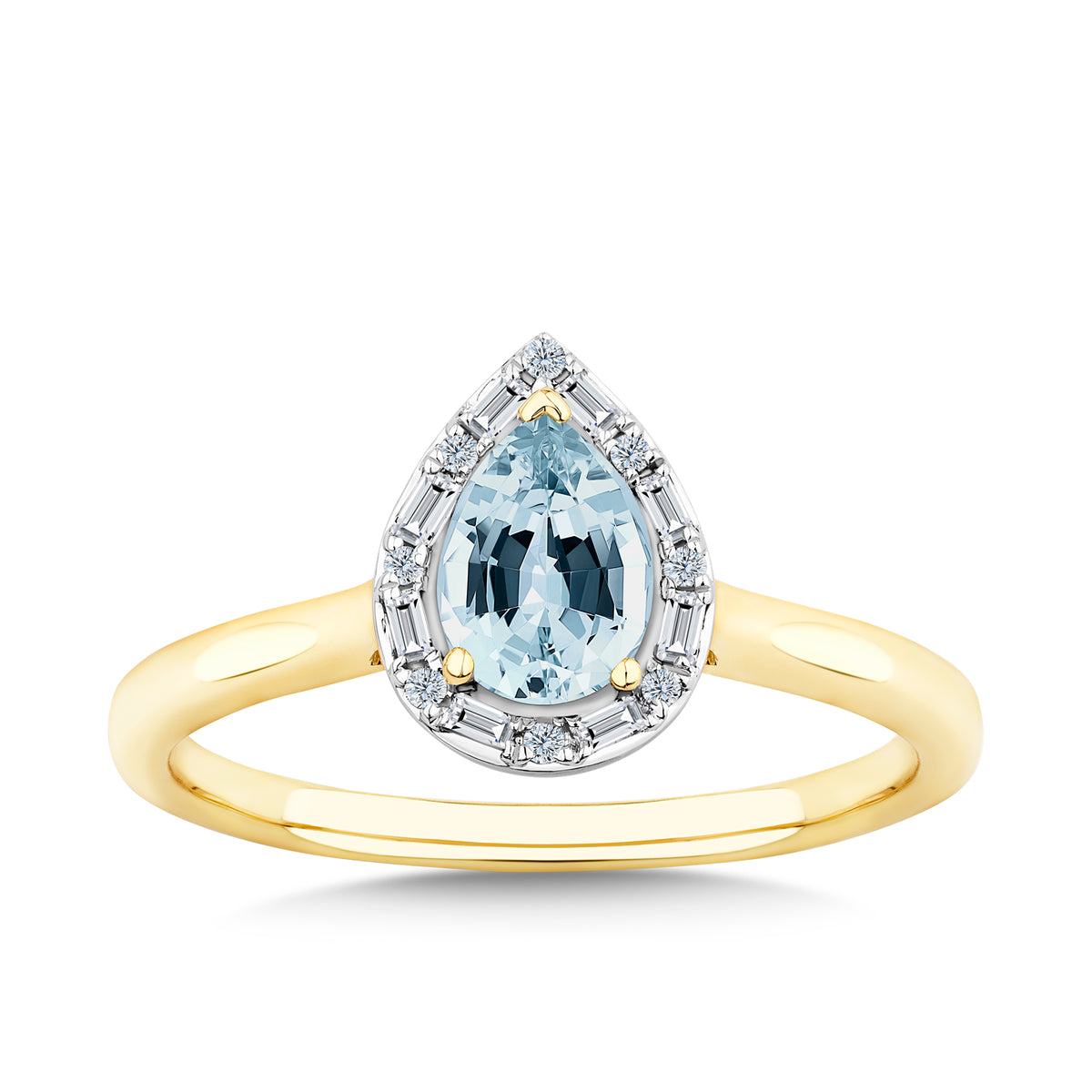 Topaz & Diamond Halo Ring in 9ct Yellow Gold