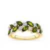 Green Tourmaline & 0.30ct TW Diamond Ring in 9ct Yellow Gold