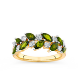 Green Tourmaline & 0.30ct TW Diamond Ring in 9ct Yellow Gold