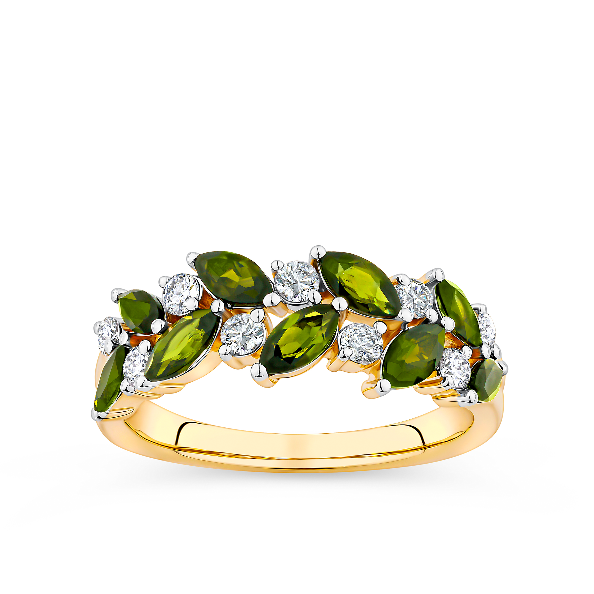 Green Tourmaline & 0.30ct TW Diamond Ring in 9ct Yellow Gold