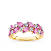 Pink Tourmaline & 0.30ct TW Diamond Ring in 9ct Yellow Gold