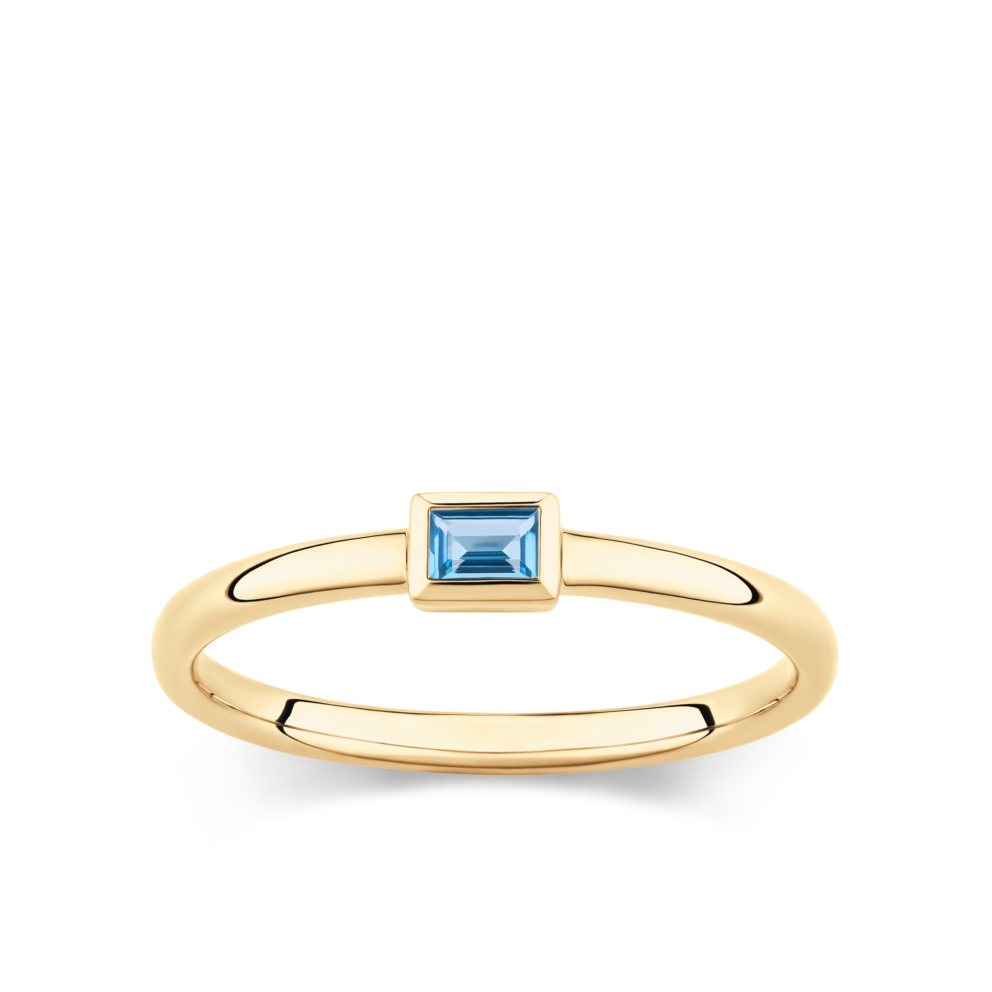 Blue Topaz Bezel Ring in 9ct Yellow Gold