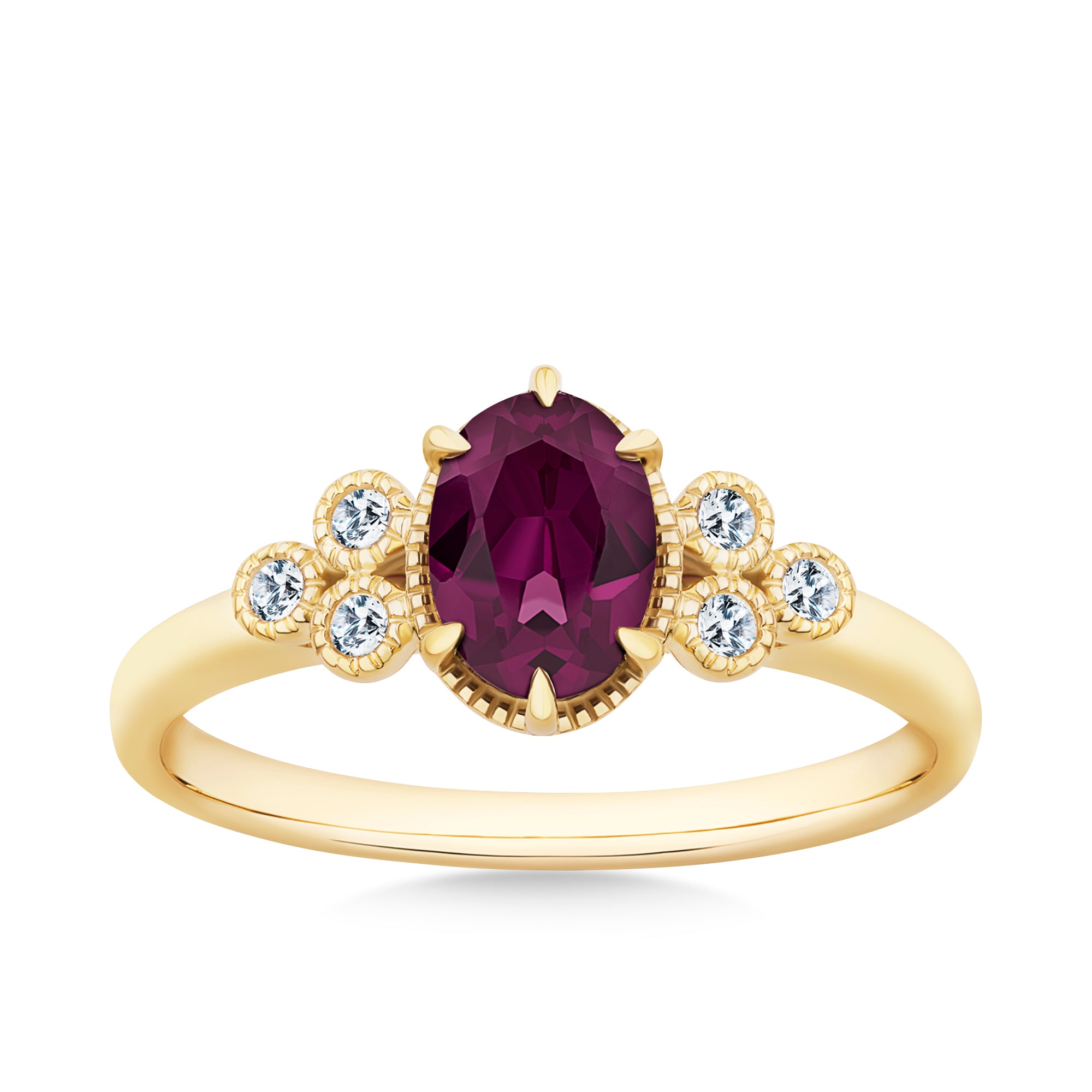 Rhodolite Garnet & 1.10ct TW Diamond Ringin 9ct Yellow Gold