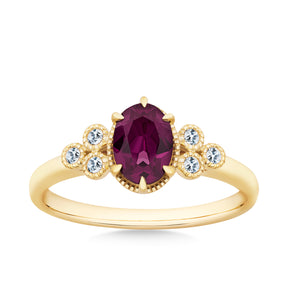 Rhodolite Garnet & 1.10ct TW Diamond Ring  in 9ct Yellow Gold