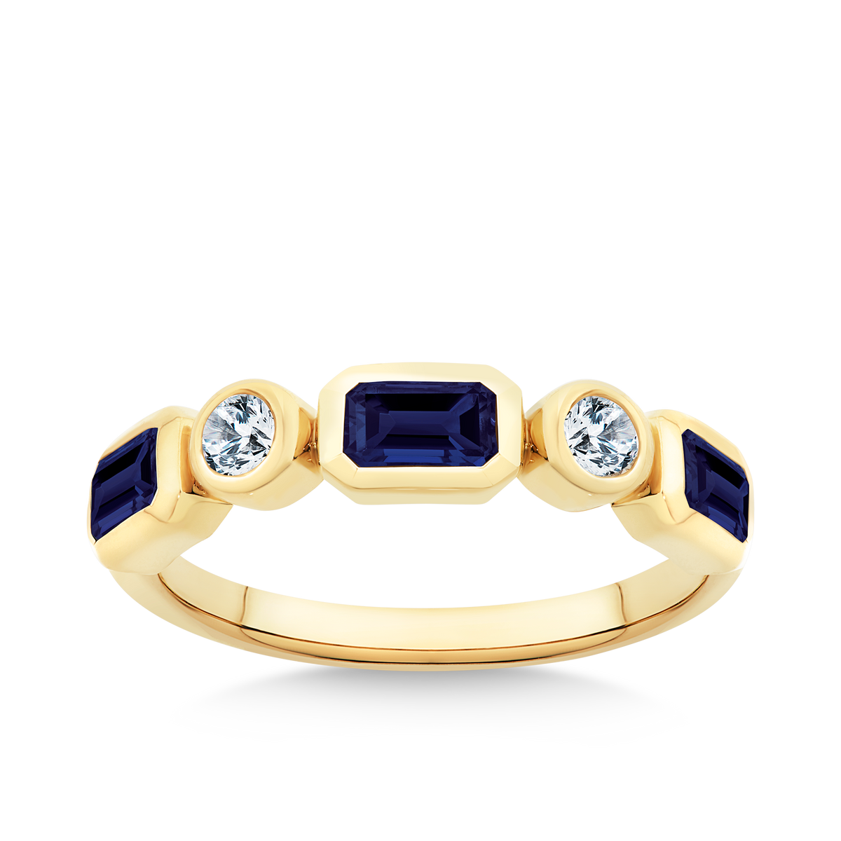 Sapphire & 0.16ct TW Diamond Dress Ring  in 9ct Yellow Gold